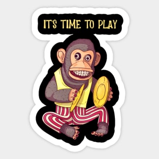 Creepy Vintage Toy Monkey With Cymbals Sticker